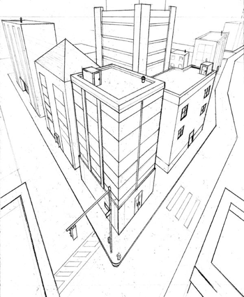 Рисование улицы в перспективе