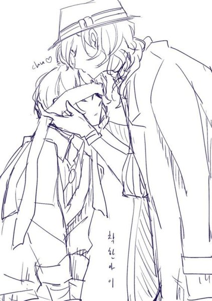 Дазай и Чуя для срисовки