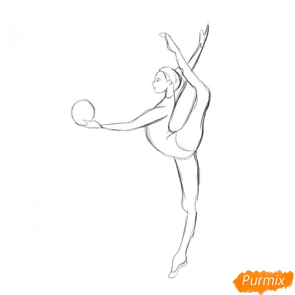 Эскиз гимнастки карандашом