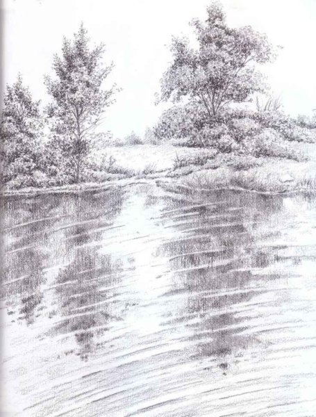 Рисование воды карандашом