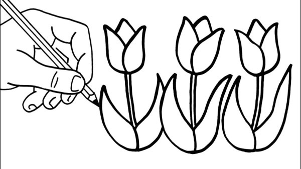 Рисование к 8 марта тюльпаны