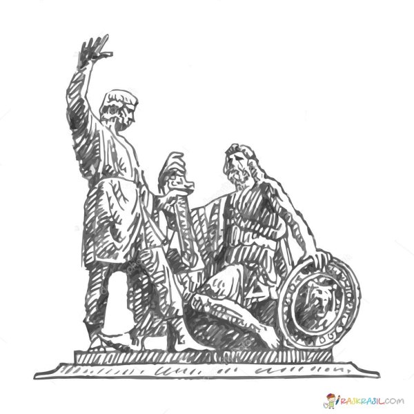 Рисунок Минин и Пожарский памятник в Москве