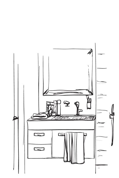 Нарисованная раковина в ванной