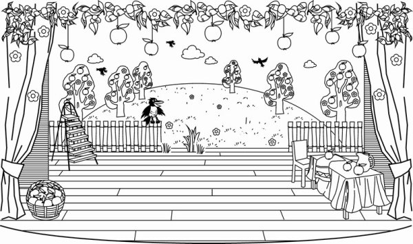 Сцена раскраска