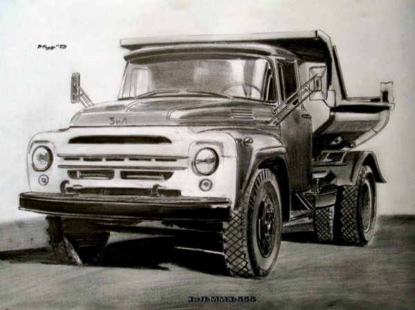 ЗИЛ 130 нарисованный вид спереди