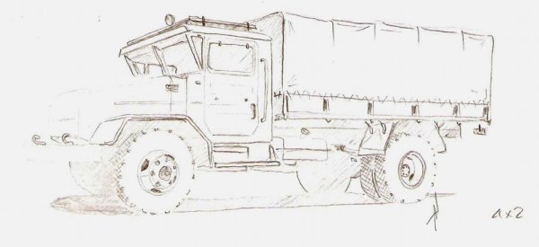 Военный грузовик карандашом