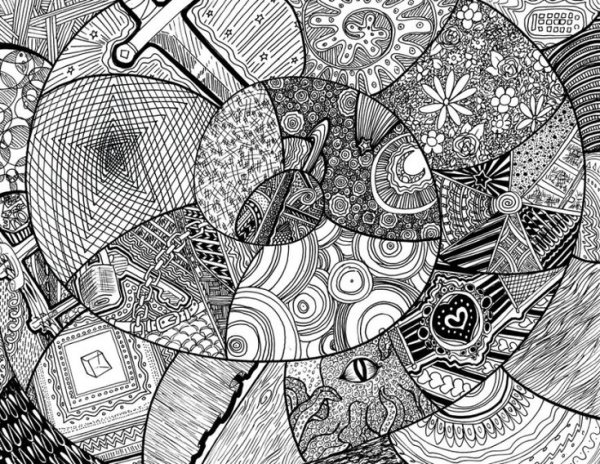 Абстракция цветными карандашами