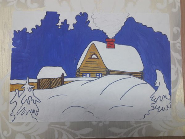 Сельский пейзаж рисунок легкий