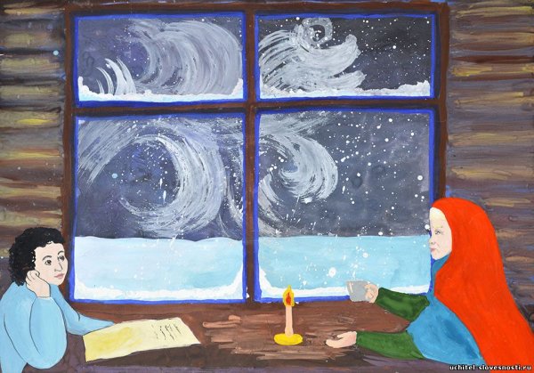 Зимний вечер рисование