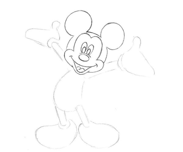 Микки Маус рисунок карандашом поэтапно