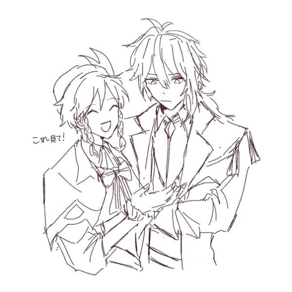 Венти Геншин черно белый