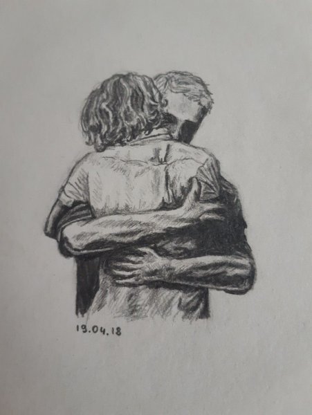 Рисунок карандашом обнимаются
