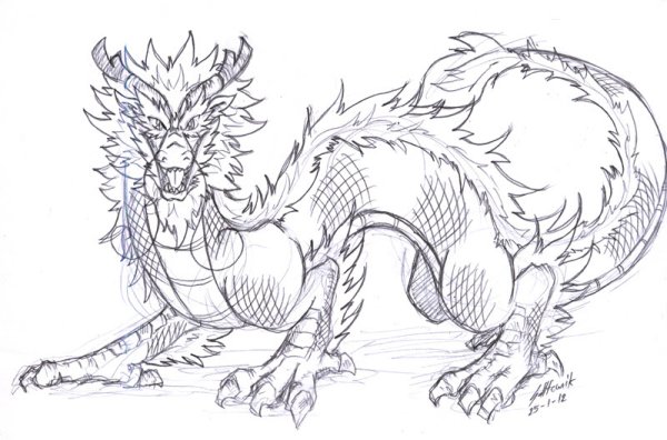 Рисунок китайского дракона для срисовки