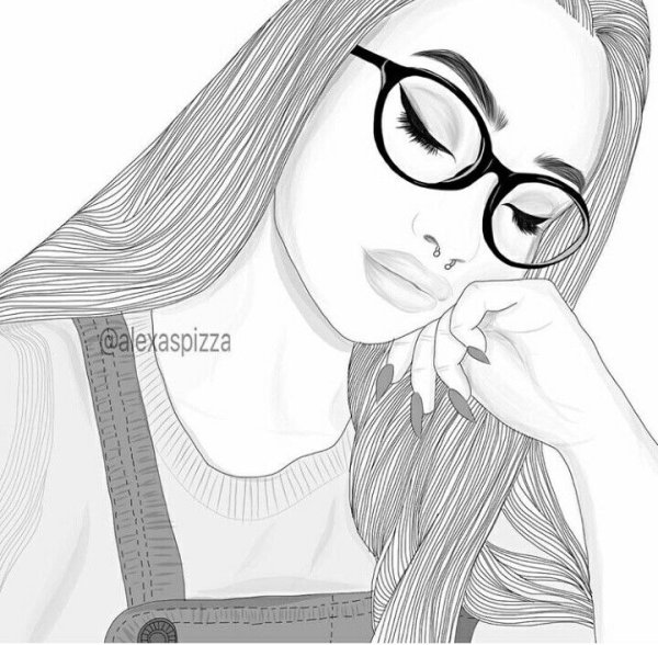 Девушка в очках рисунок карандашом