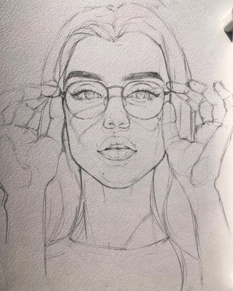 Карандашный портрет девушки в очках
