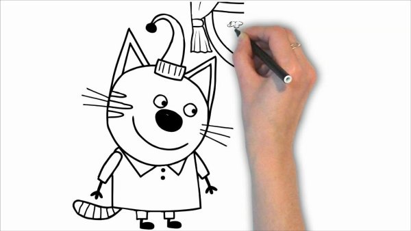 Поэтапное рисование три кота