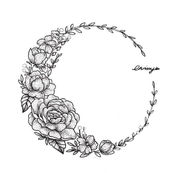 Цветы венок эскиз