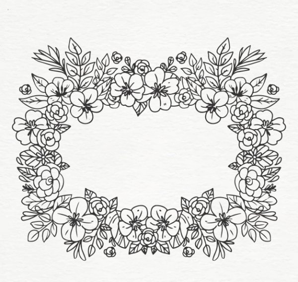 Цветочная рамка черно белая