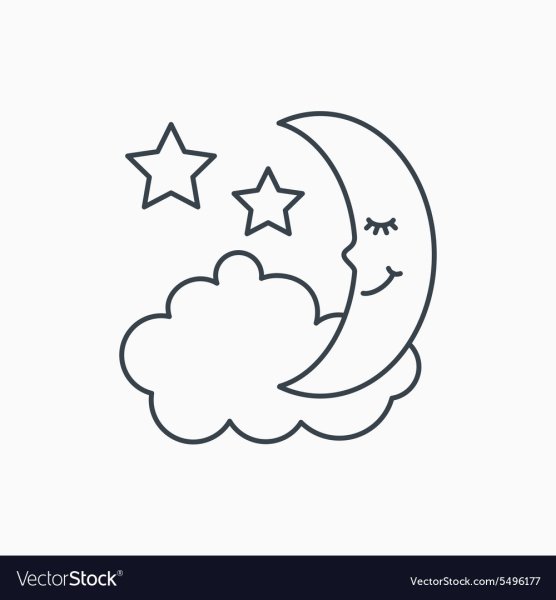 Рисуем месяц и звезды