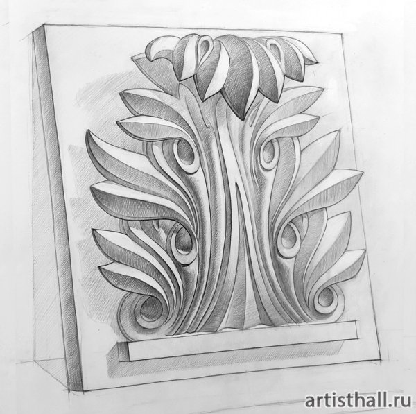 Рельеф лист аканта гипс