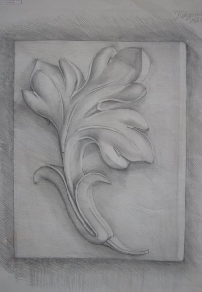 Рельеф лист аканта гипс