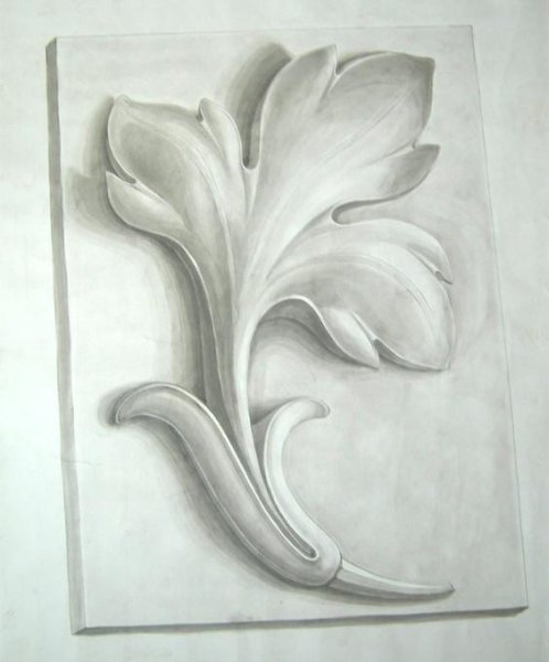 Рельеф лист аканта гипс