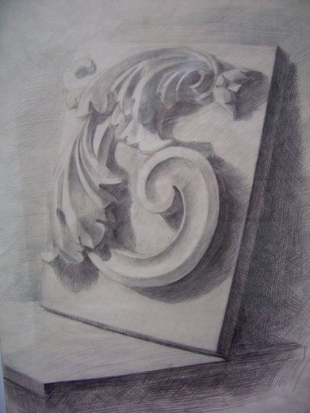 Гипсовый рельеф карандашом