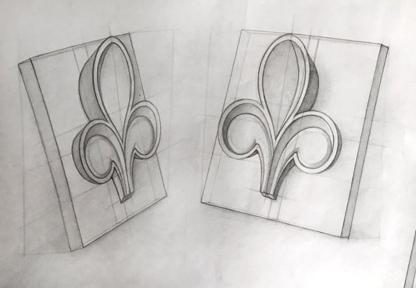 Рисование гипсовой розетки трилистник