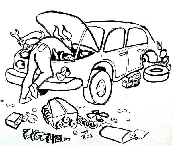 Автомеханик раскраска для детей