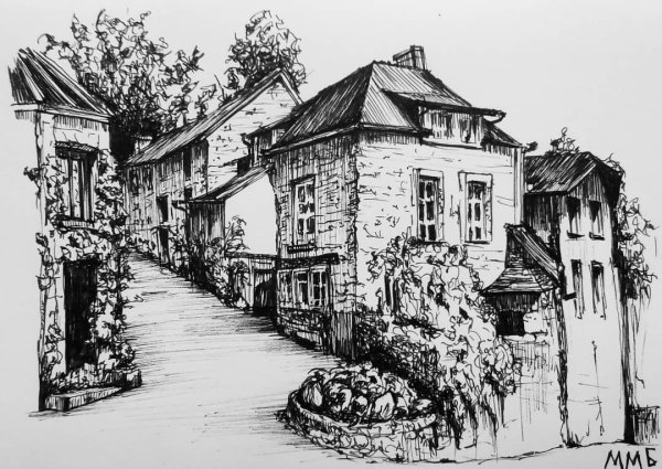 Городской пейзаж линером