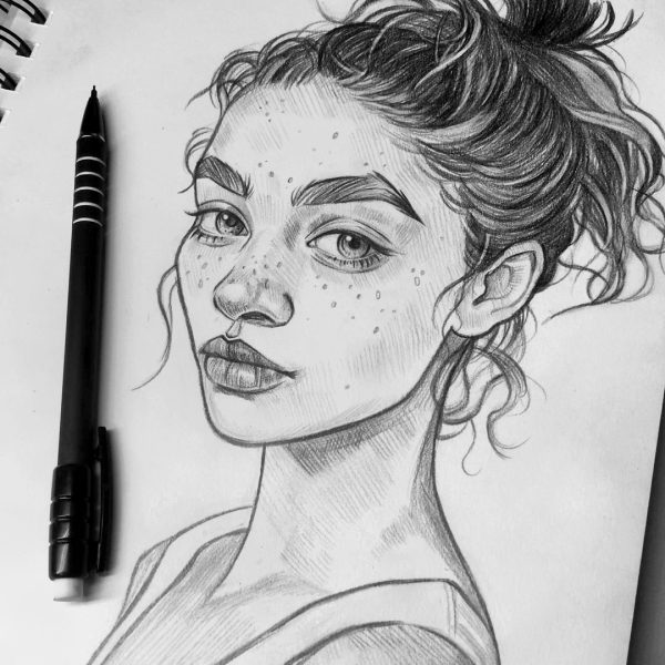 Лицо карандашом для скетчбука