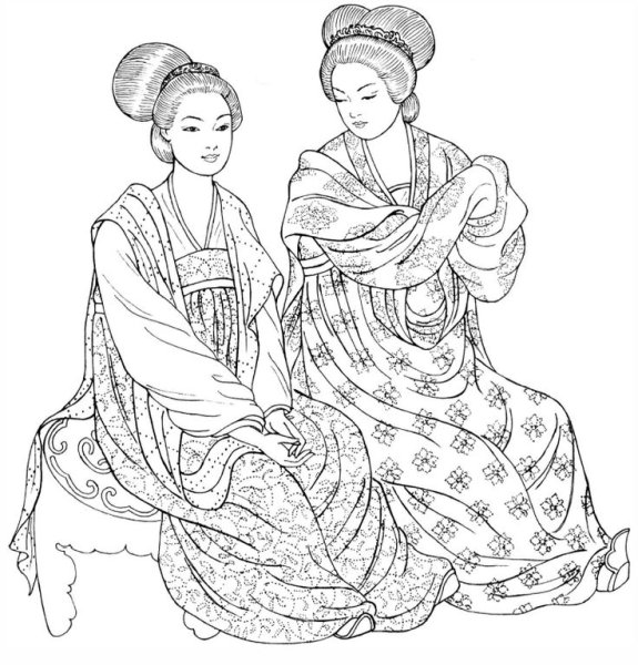 Китайский костюм раскраска