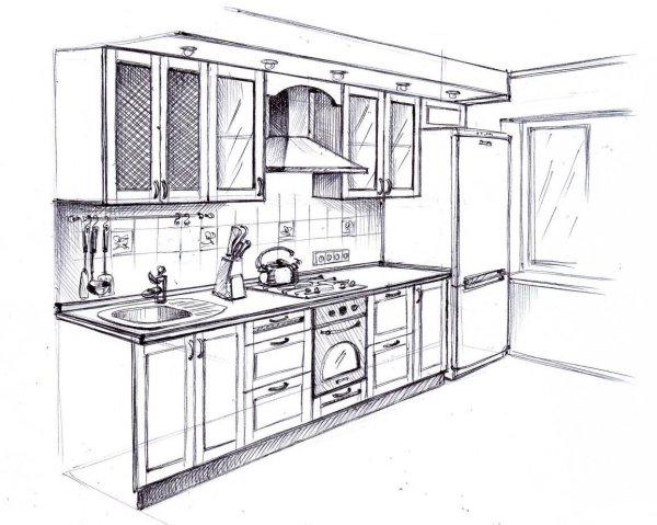 Кухня карандашом