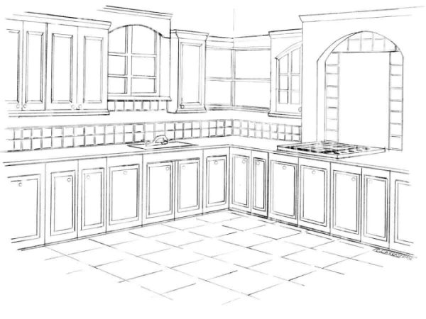 Трафарет для прорисовки кухни