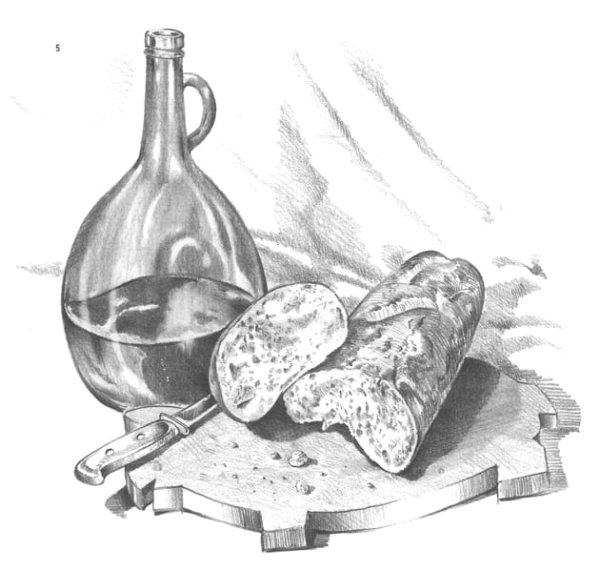 Натюрморт с бутылкой карандашом