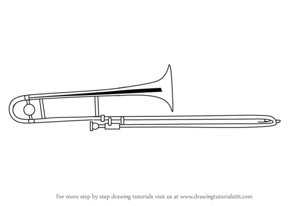 Раскраска тромбон музыкальный инструмент