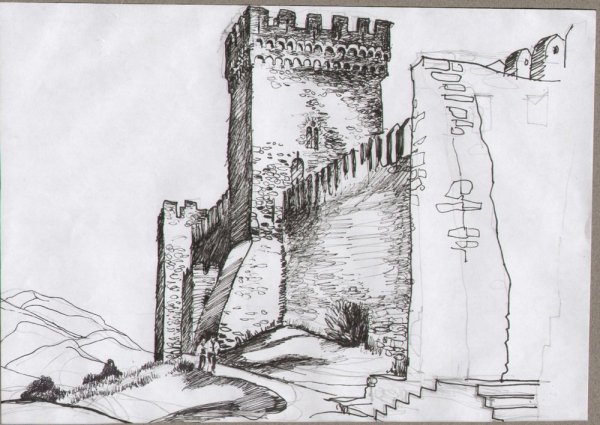 Генуэзская крепость Судак рисунок