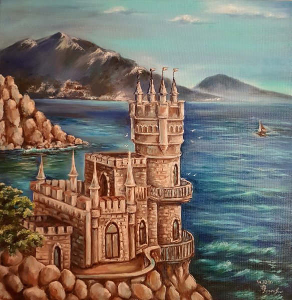 Ласточкино гнездо в Крыму рисунок