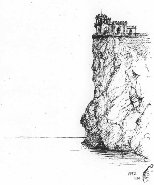 Ласточкино гнездо в Крыму рисунок