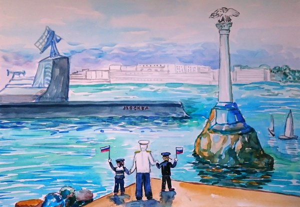 Памятник затопленным кораблям Севастополь карандашом