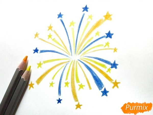 Салют рисунок карандашом