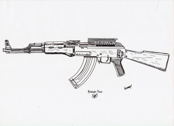 Автомат Калашникова карандашом