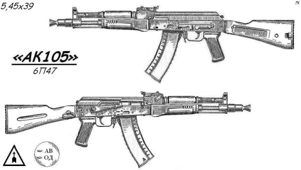 Нарисовать автомат Калашникова