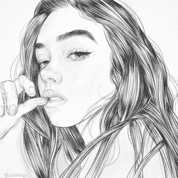 Портрет Насти Ивлеевой карандашом