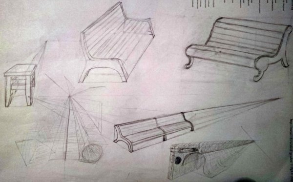 Скамейка карандашом