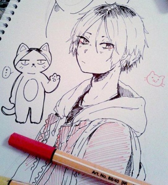 Кенма Козуми карандашом