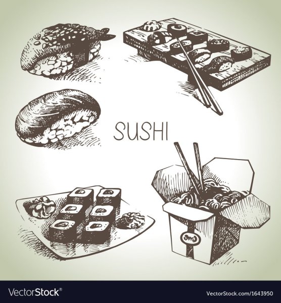 Раскраски пицца и роллы