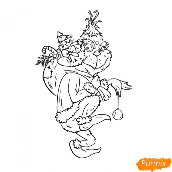 Рисунок Гринча карандашом