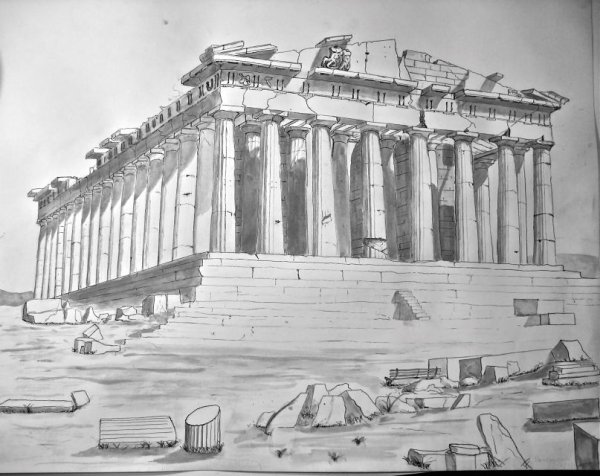 Акрополь Парфенон рисунок