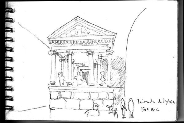 Греческий храм разрушенный рисунок карандашом